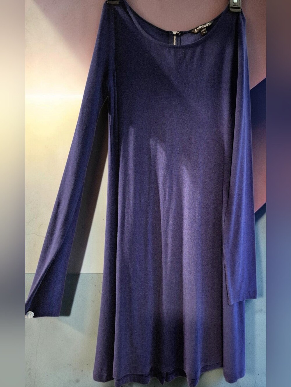 Express Long Sleeve Scoop Neck Dress in Navy